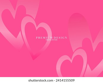 Pink heart background with modern concept. Romantic cute background.