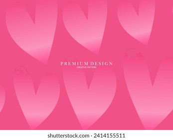Pink heart background with modern concept. Romantic cute background.