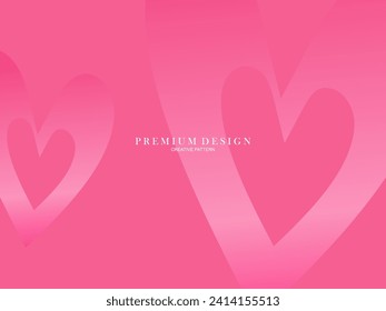 Pink heart background with modern concept. Romantic cute background.