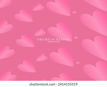 Pink heart background with modern concept. Romantic cute background.