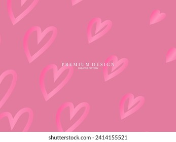 Pink heart background with modern concept. Romantic cute background.