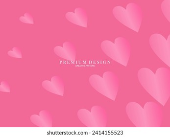 Pink heart background with modern concept. Romantic cute background.