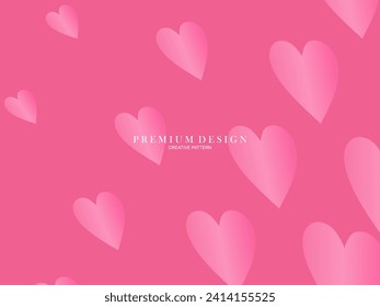 Pink heart background with modern concept. Romantic cute background.