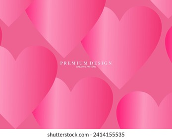 Pink heart background with modern concept. Romantic cute background.