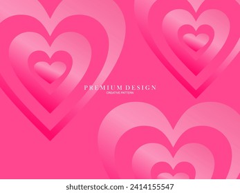 Pink heart background with modern concept. Romantic cute background.