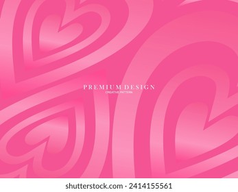 Pink heart background with modern concept. Romantic cute background.