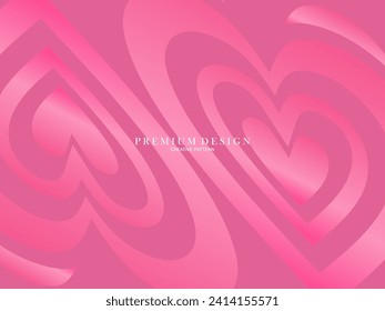 Pink heart background with modern concept. Romantic cute background.