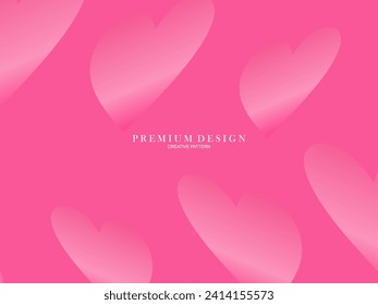 Pink heart background with modern concept. Romantic cute background.