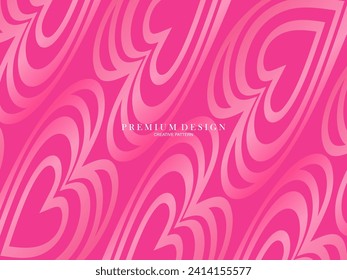Pink heart background with modern concept. Romantic cute background.