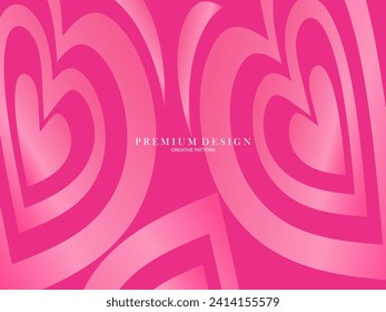 Pink heart background with modern concept. Romantic cute background.