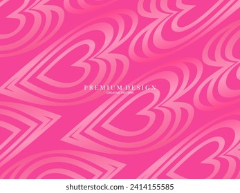 Pink heart background with modern concept. Romantic cute background.
