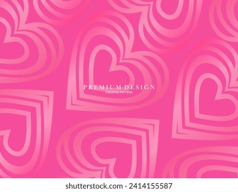 Pink heart background with modern concept. Romantic cute background.