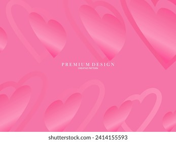 Pink heart background with modern concept. Romantic cute background.