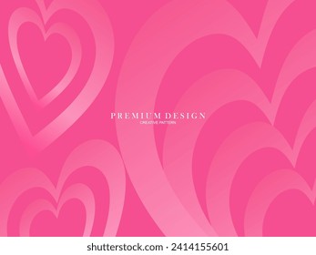Pink heart background with modern concept. Romantic cute background.