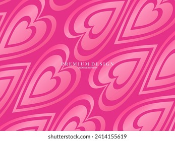 Pink heart background with modern concept. Romantic cute background.