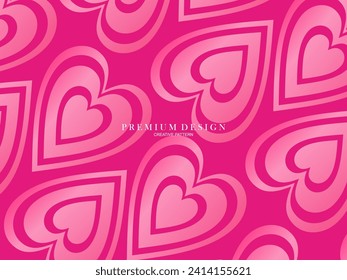 Pink heart background with modern concept. Romantic cute background.