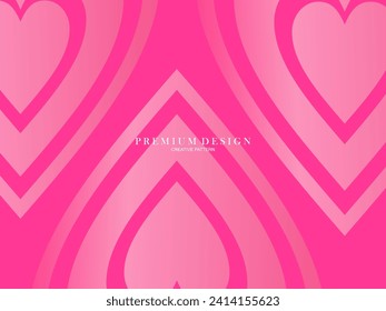 Pink heart background with modern concept. Romantic cute background.