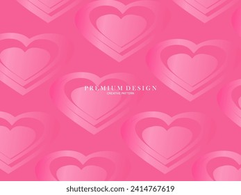 Pink heart background with modern concept. Romantic cute background.
