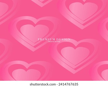 Pink heart background with modern concept. Romantic cute background.