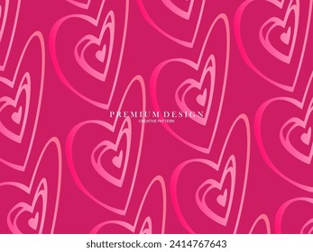 Pink heart background with modern concept. Romantic cute background.