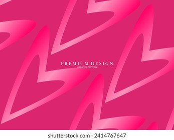 Pink heart background with modern concept. Romantic cute background.
