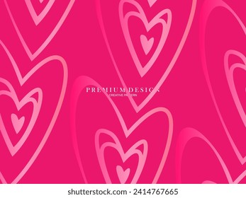 El fondo rosa del corazón con un concepto moderno. Romántico y bonito fondo.