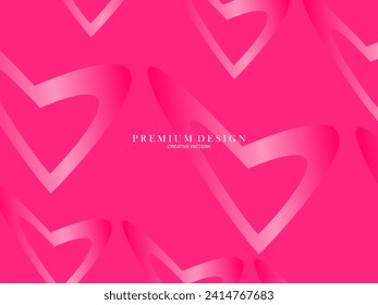 Pink heart background with modern concept. Romantic cute background.
