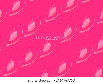 Pink heart background with modern concept. Romantic cute background.