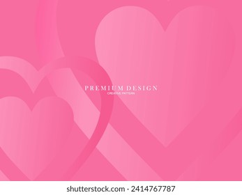 Pink heart background with modern concept. Romantic cute background.