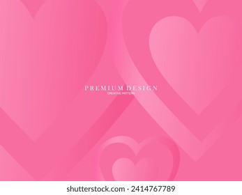 Pink heart background with modern concept. Romantic cute background.