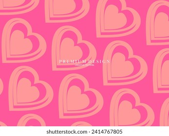 Pink heart background with modern concept. Romantic cute background.