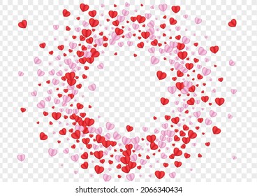 Vector transparente de fondo del corazón rosado. Confetti de marco de partido. Textura Violeta Caída. Ilustración aleatoria de Tender Confetti. Patrón de amor de honores.
