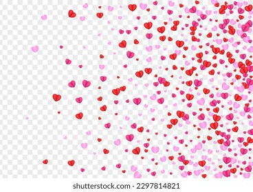 Pink Heart Background Transparent Vector. Blank Illustration Confetti. Red Day Pattern. Fond Heart Love Backdrop. Violet Volume Frame.