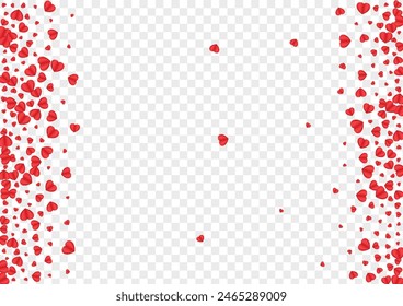 Pink Heart Background Transparent Vector. Wedding Backdrop Confetti. Fond Blank Frame. Tender Confetti Falling Pattern. Red Valentine Texture.