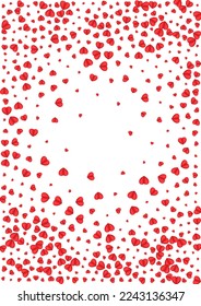 Pink Heart Background White Vector. Rain Frame Confetti. Red Art Backdrop. Violet Heart Isolated Texture. Tender Folded Pattern.