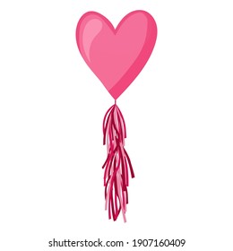 Pink heart balloon on background. Frosted party balloons for event design. Party decorations for birthday, anniversary, celebration. Shine transparent balloon