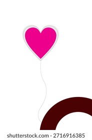 Pink Heart Baloon Einfache Vektor 