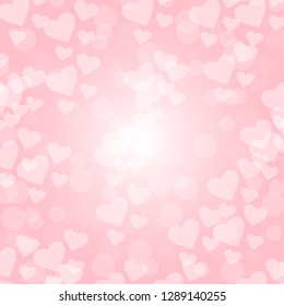 Pink heart Bokeh background. Concept for valentine's day, greeting card, banner, Vector, Illustration