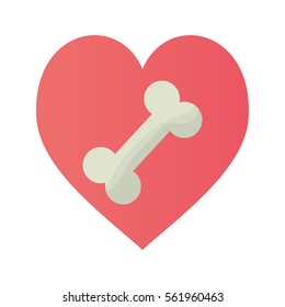 pink heart with bone food doggy vector illustration eps 10