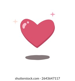 Pink heart bouncing with sparkle lingering editable vector design illustration
