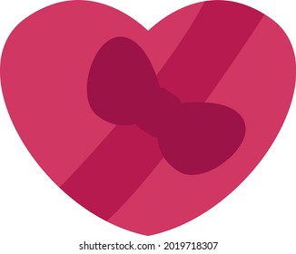 Corazón rosado con arco, ilustración, vector sobre un fondo blanco.