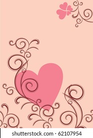 pink heart with brown  flourishes