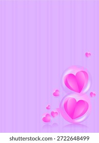 Un corazón rosa en una burbuja, sobre un fondo púrpura claro, sirve como telón de fondo para una historia de amor.