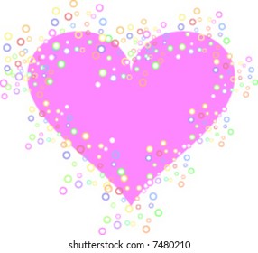 Pink Heart with Bubbles Vector