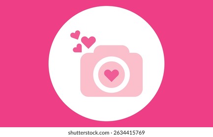 Pink Heart Camera Icon Art and Illustration. Sweet  Love Photo Gallery Free Download