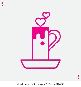Pink Heart Candle Icon Vector illustration