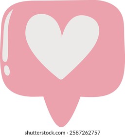 Pink Heart Chat Bubble: Cute Vector Design Element