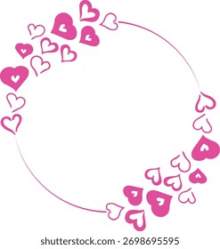 Marco de círculo de corazón rosa – diseño romántico de la frontera del amor	
