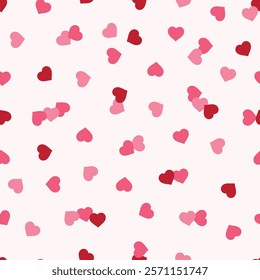 Pink Heart Confetti Abstract Seamless Pattern. Love Background with Hearts for Valentine's day or Birthday.	

