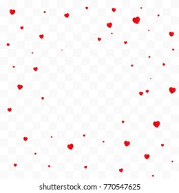 Pink Heart Confetti Falling On Transparent Background. Valentines Day. Vector